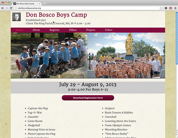 Don Bosco Boys Camp Website Design